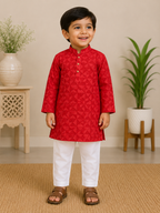 Boys Red Triangles Kurta Set