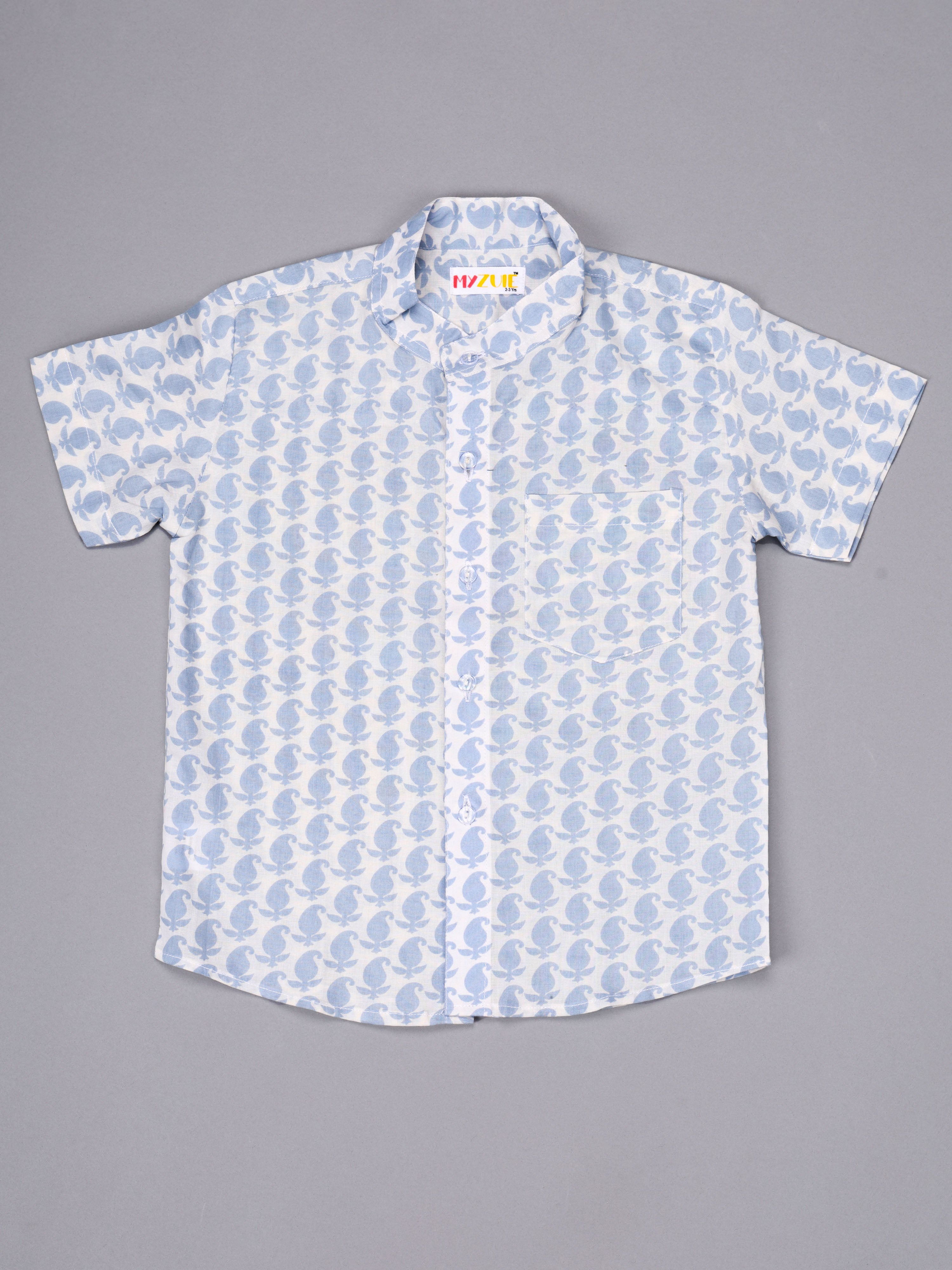 Baby Blue Paisley Kids Shorts Set