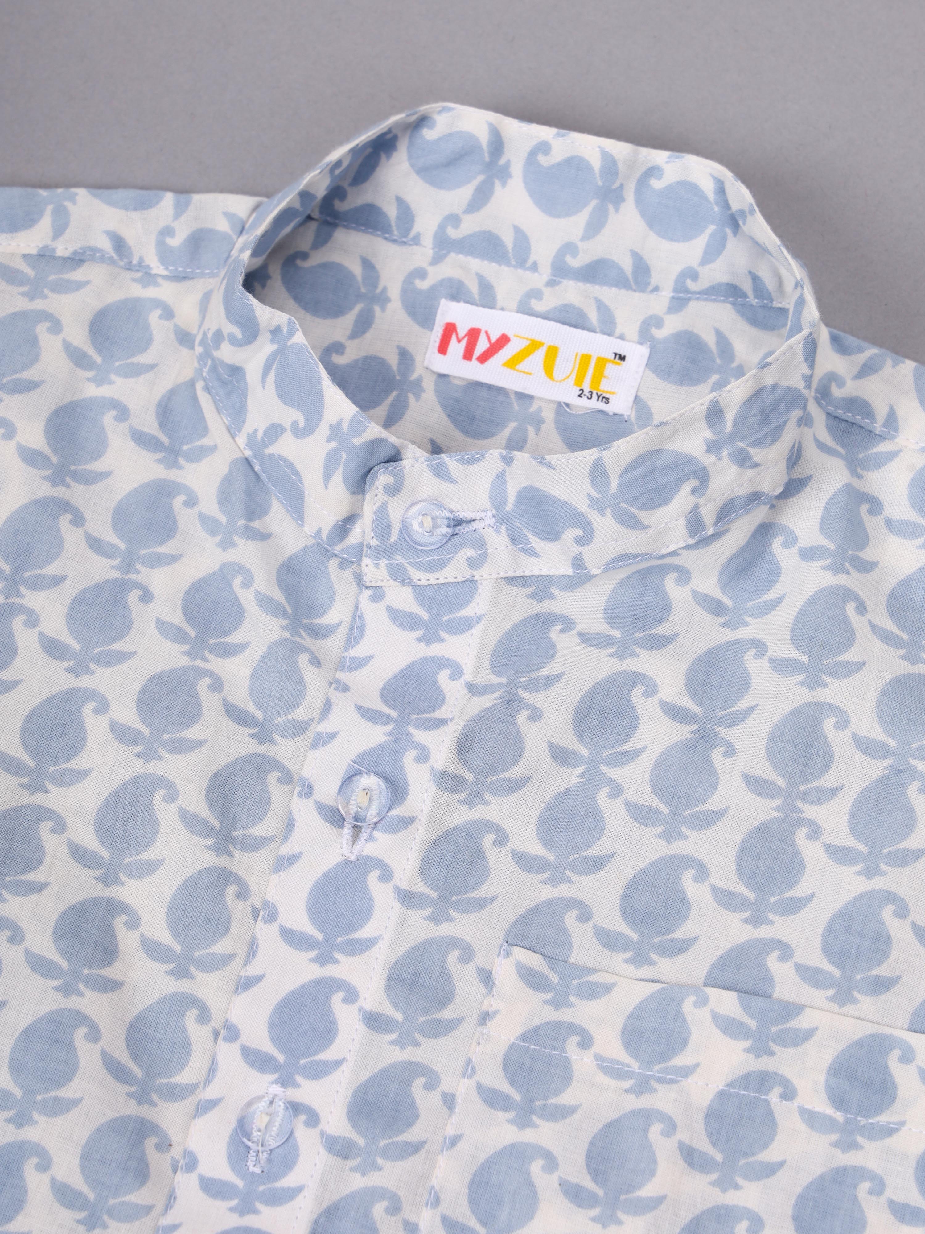 Baby Blue Paisley Kids Shorts Set