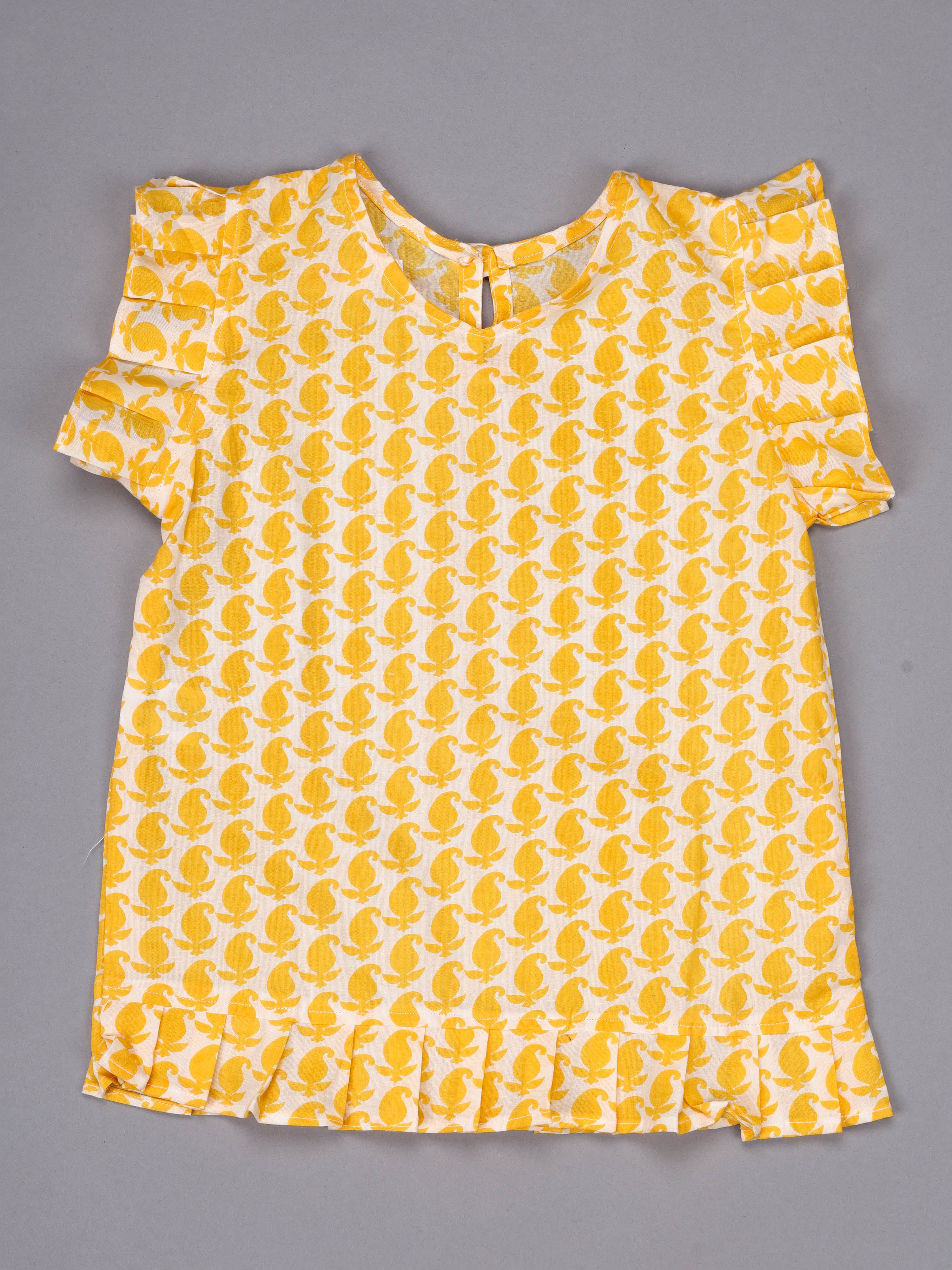 Yellow Paisley Girls Shorts Set