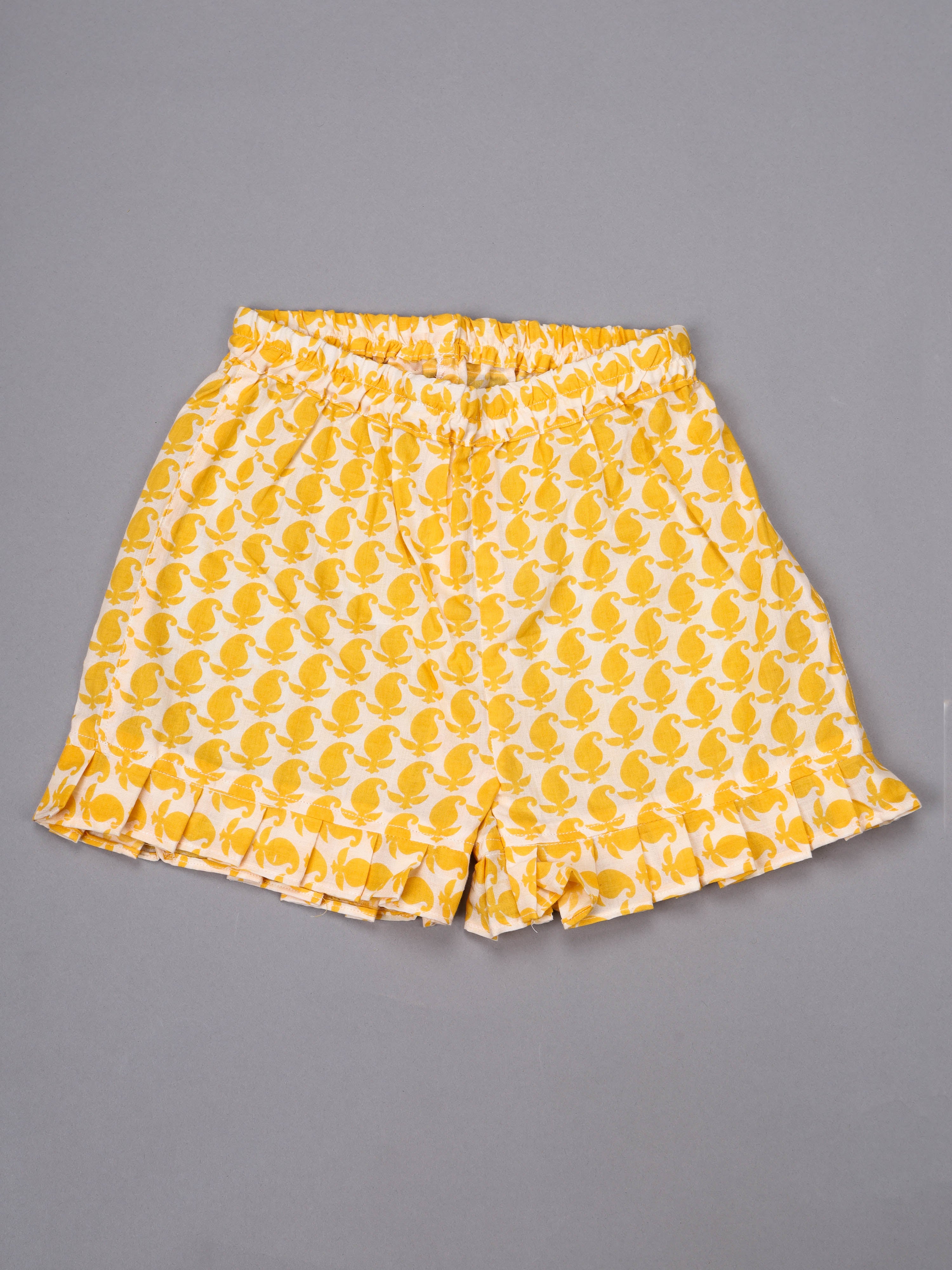 Yellow Paisley Girls Shorts Set