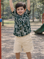 Green Faces Kids Shorts Set