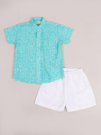 Blue Triangles Kids Shorts Set