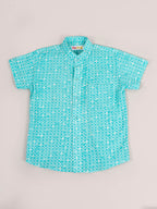 Blue Triangles Kids Shorts Set
