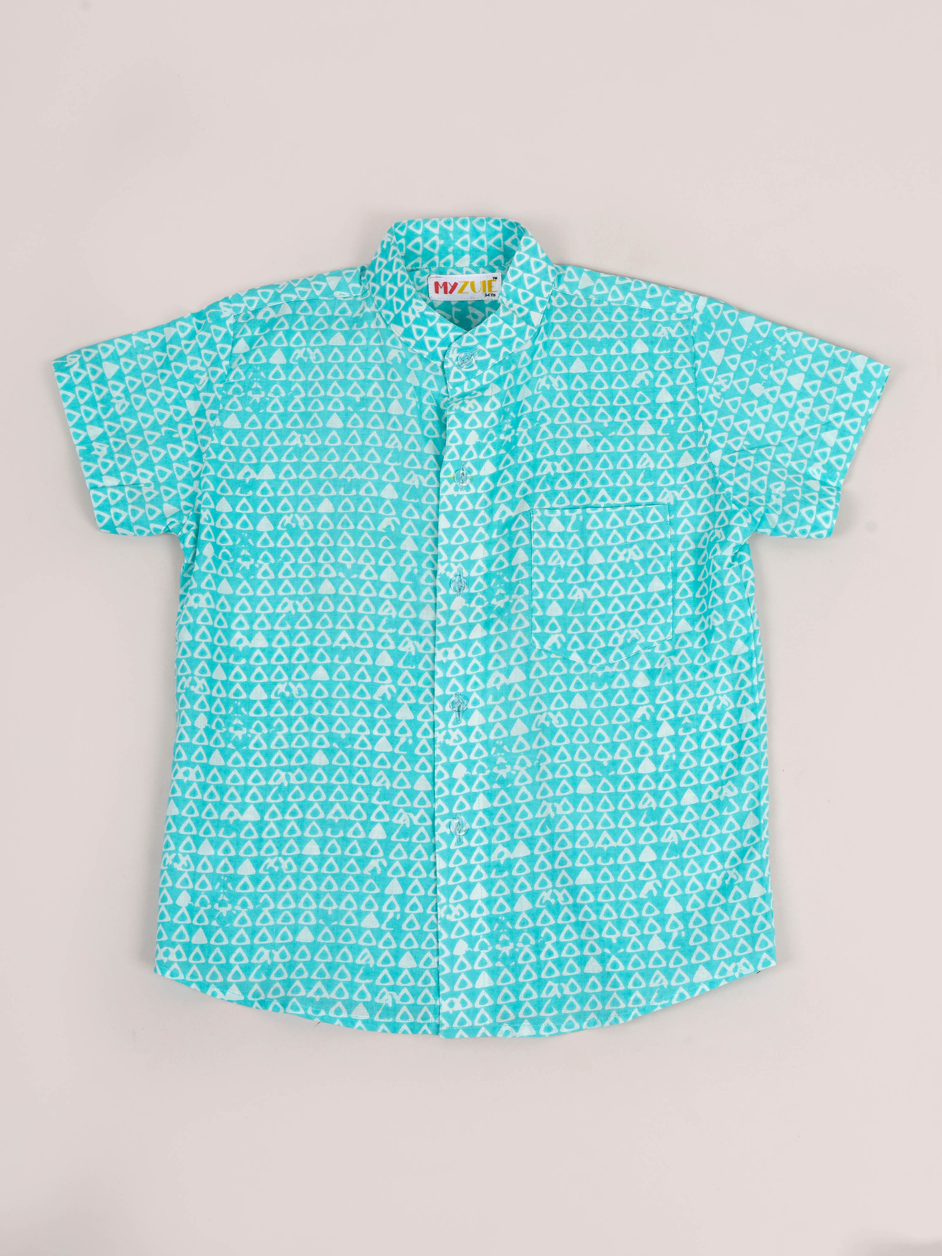 Blue Triangles Kids Shorts Set