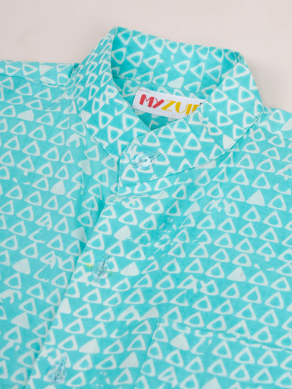 Blue Triangles Kids Shorts Set