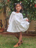 Girls White Tiered Dress