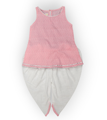 Girls Baby Pink Kurta Dhoti Set