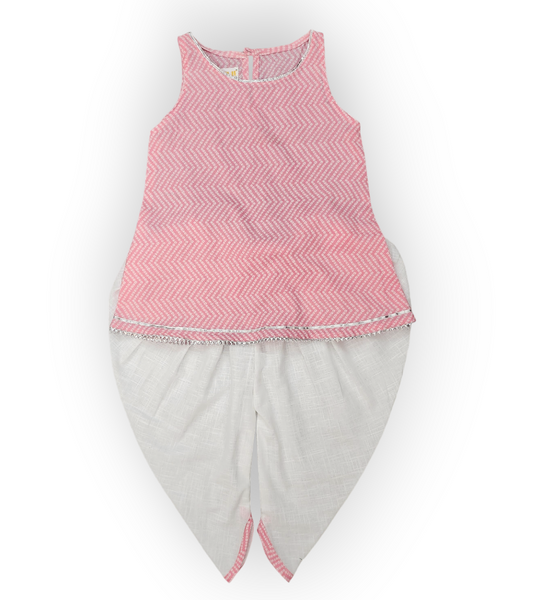 Girls Baby Pink Kurta Dhoti Set