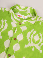 Green Ikat Print Kids Shorts Set