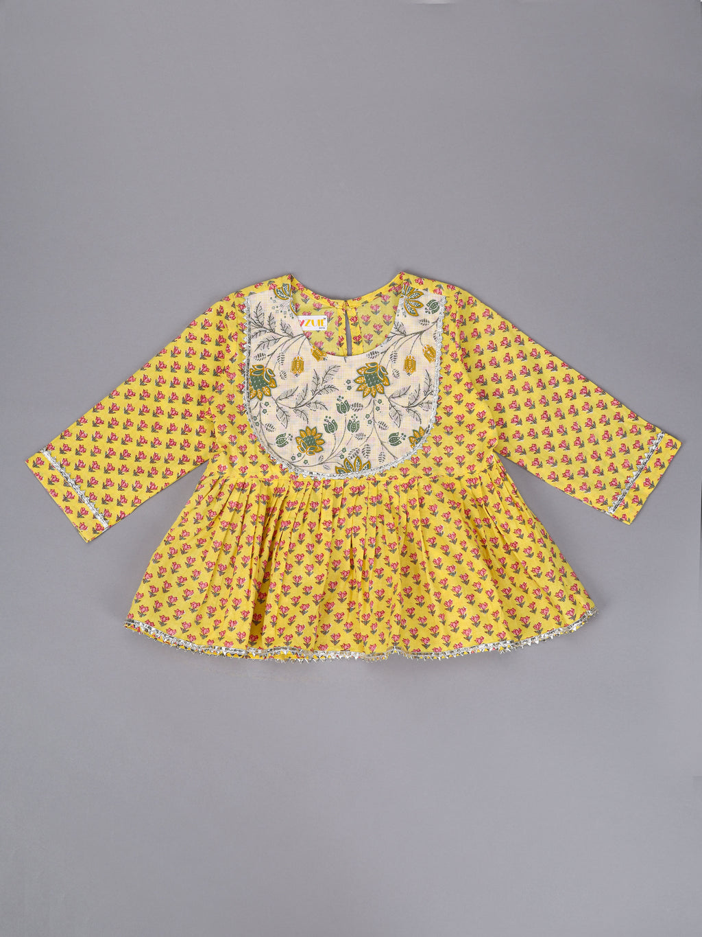 Girls Yellow Tulip Kurta Culottes Set