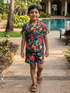 Navy Boys Shorts Set