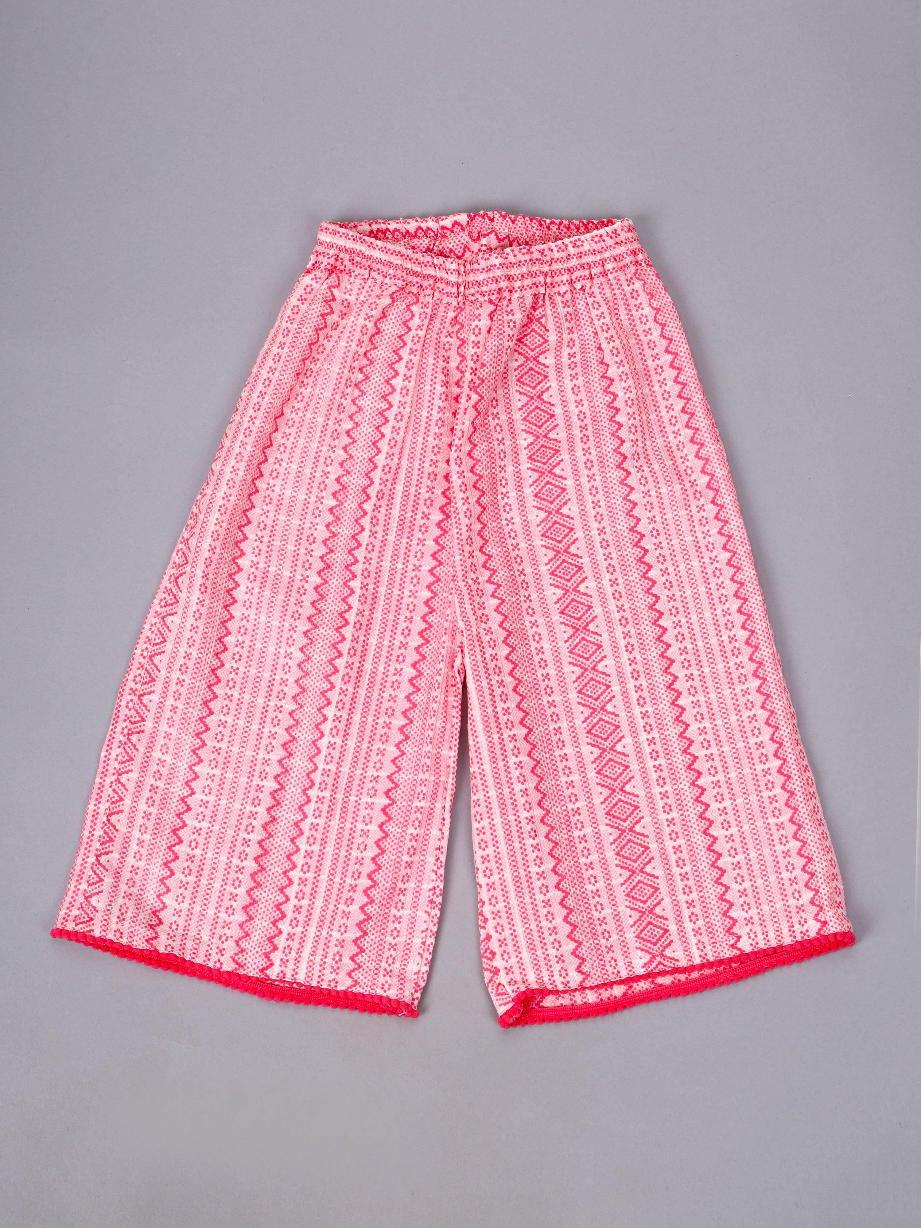 Girls Pink Lurex Tie-Up Co-Ord Set