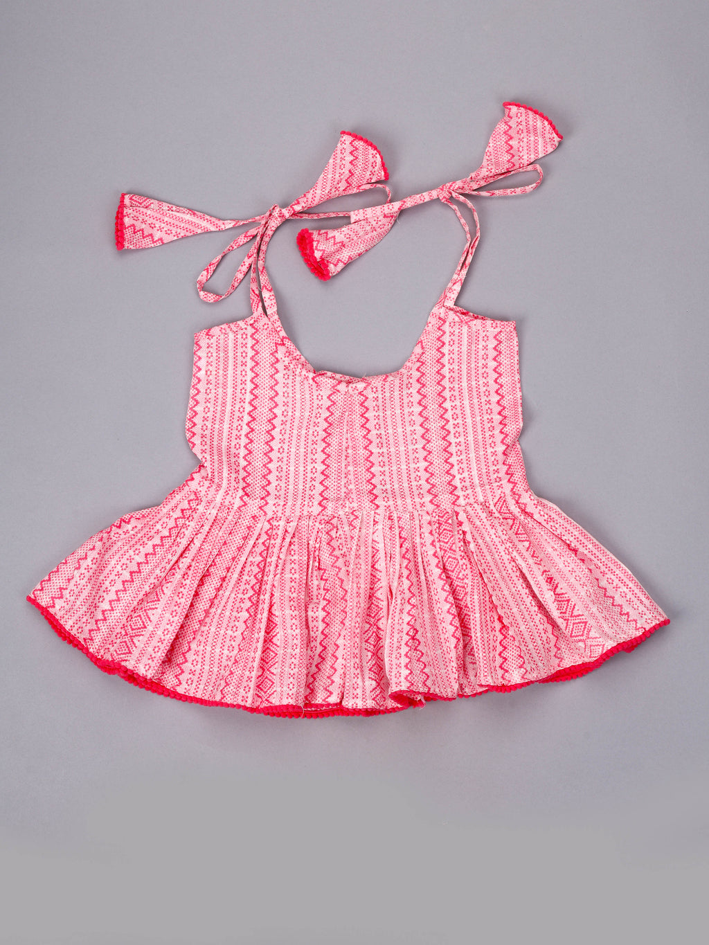 Girls Pink Lurex Tie-Up Co-Ord Set