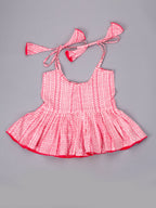 Girls Pink Lurex Tie-Up Co-Ord Set