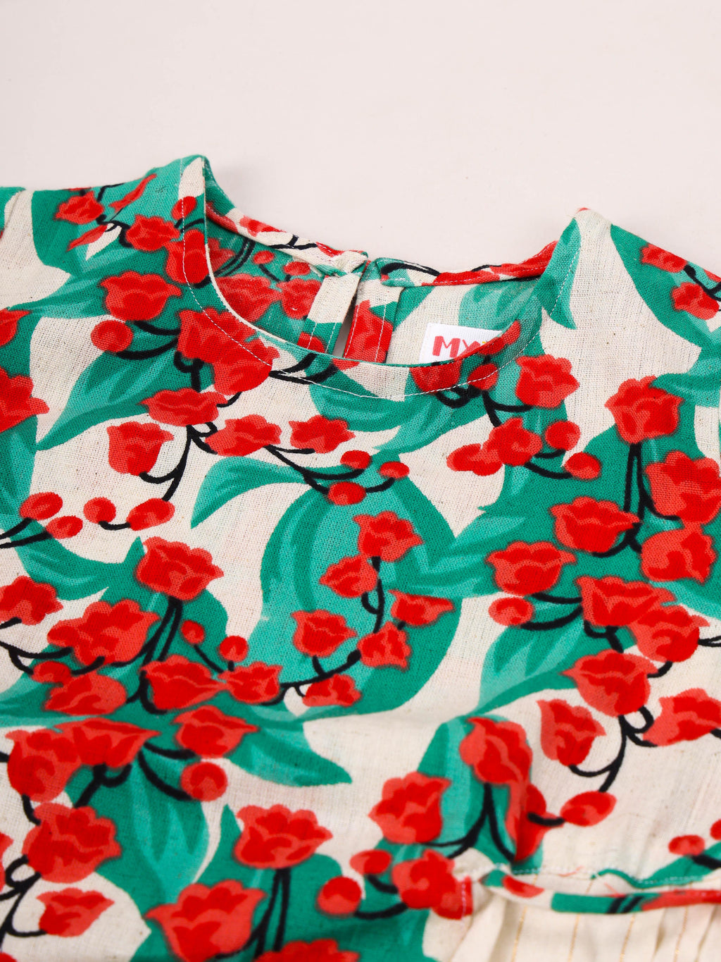 Girls Red Floral Kurta Sharara Set