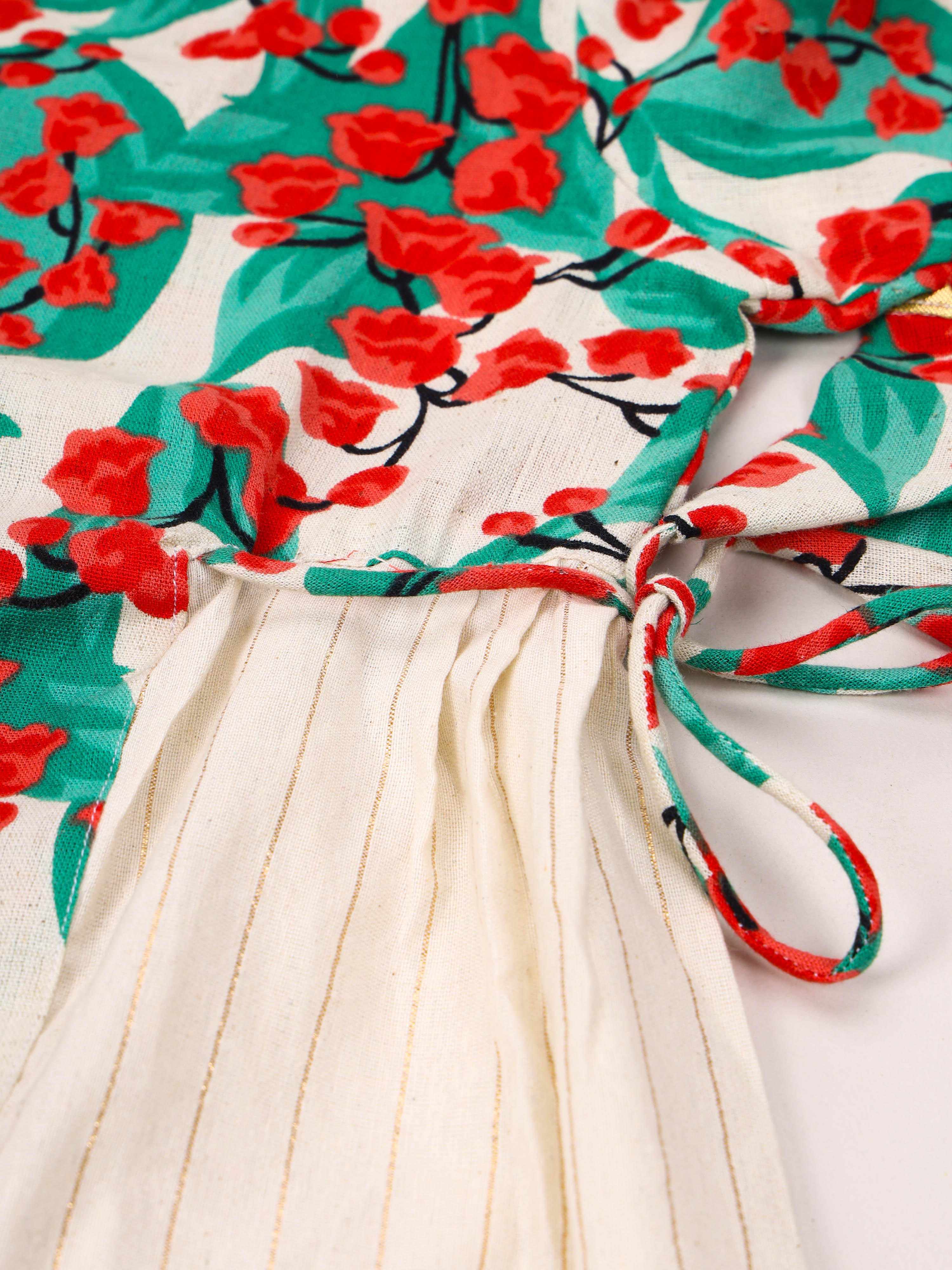 Girls Red Floral Kurta Sharara Set