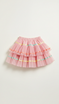Bubblegum pink layered skirt with ribbon details