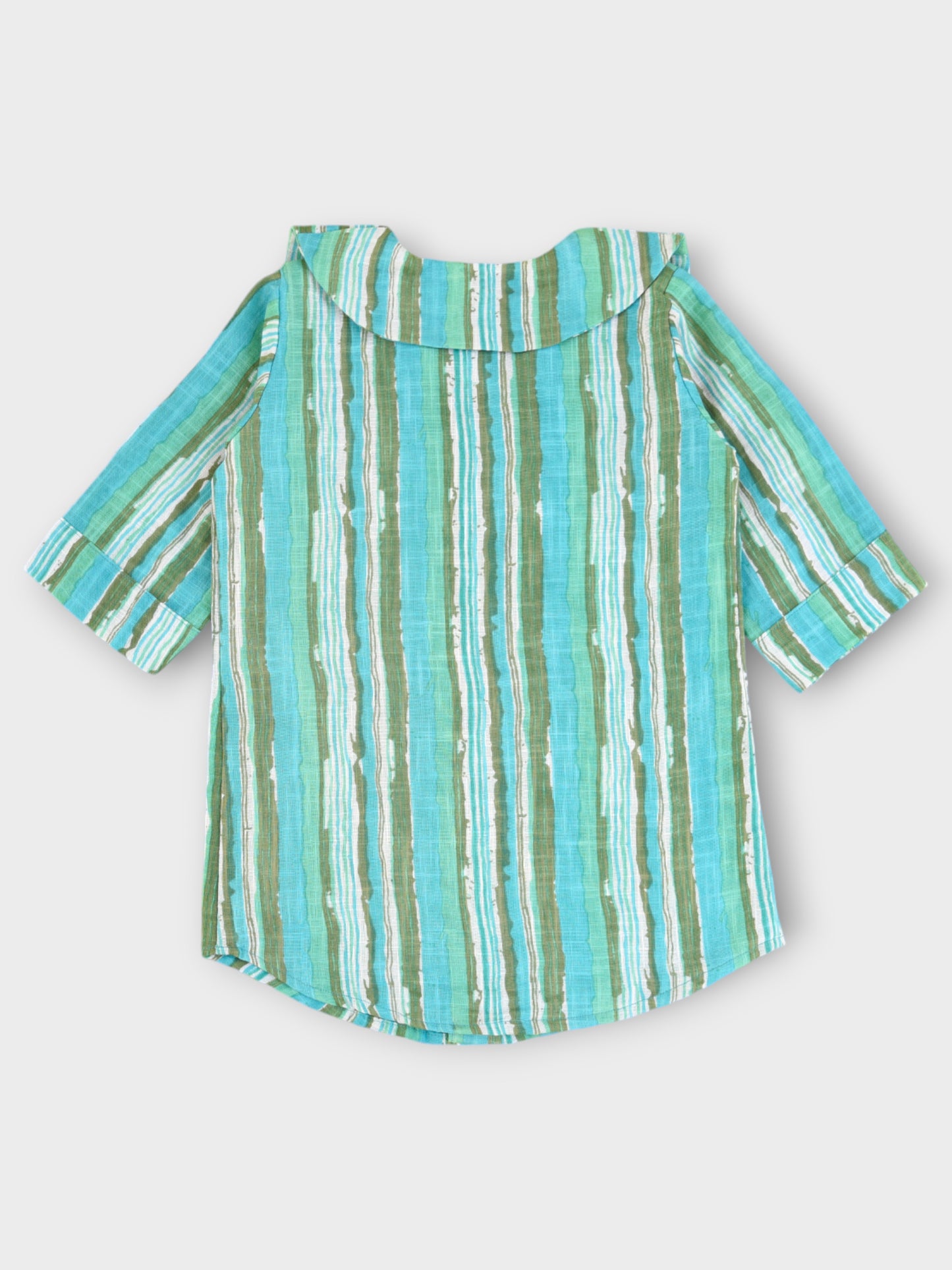 Girls Aqua Long Collar Shirt Dress