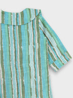 Girls Aqua Long Collar Shirt Dress