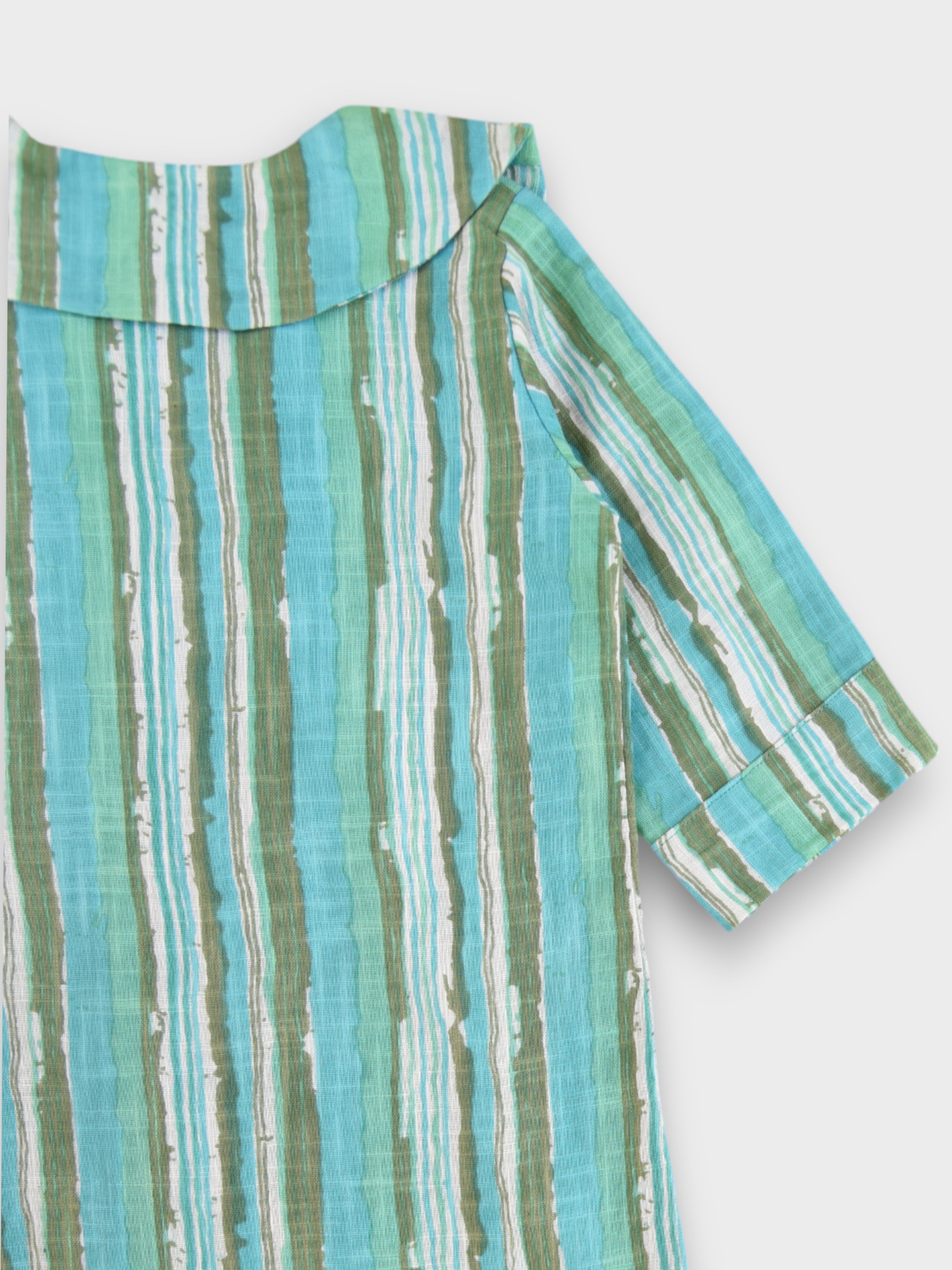 Girls Aqua Long Collar Shirt Dress