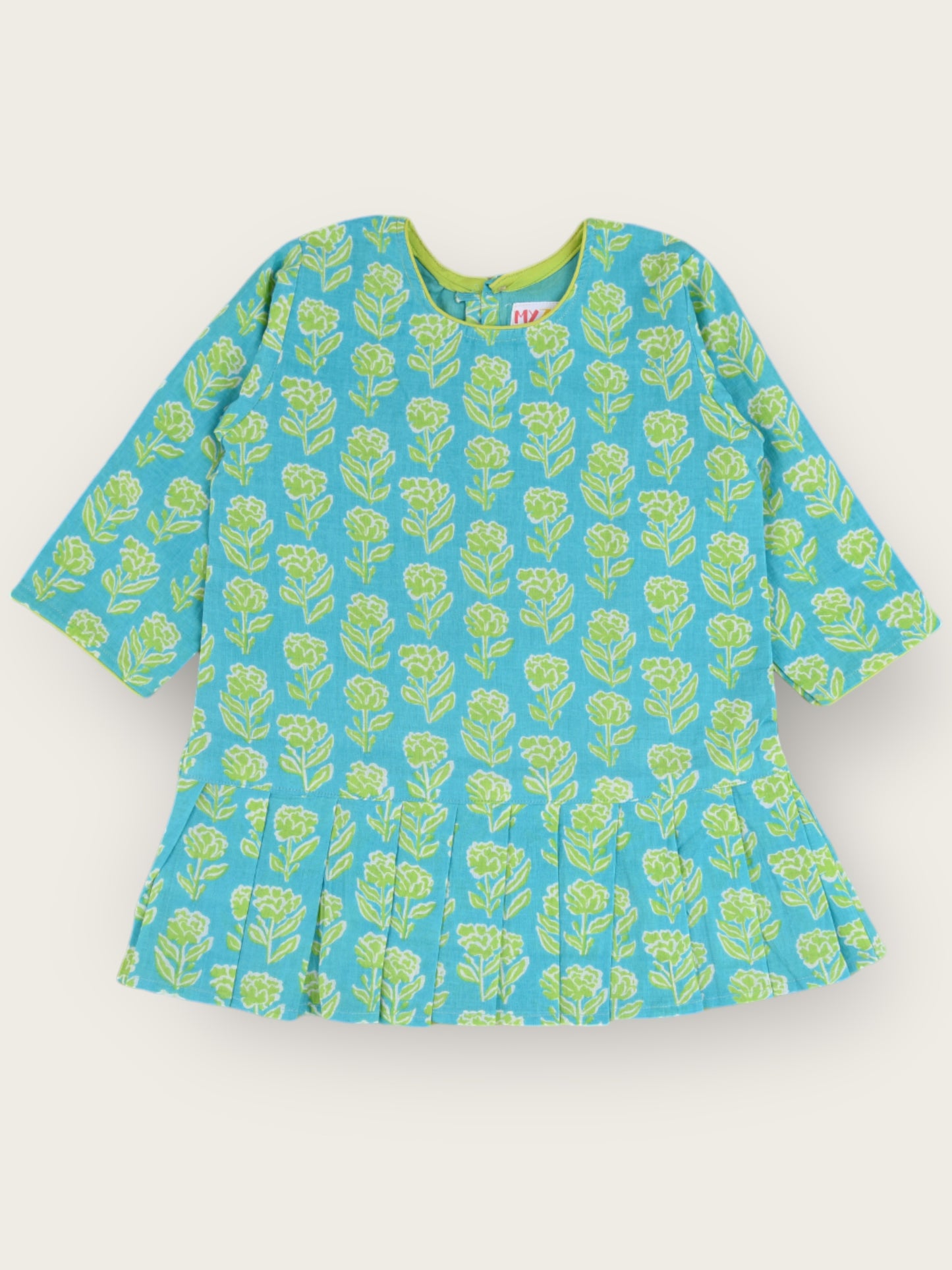 Girls Aqua Marigold Knife Pleated Dress