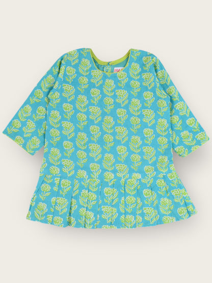 Girls Aqua Marigold Knife Pleated Dress