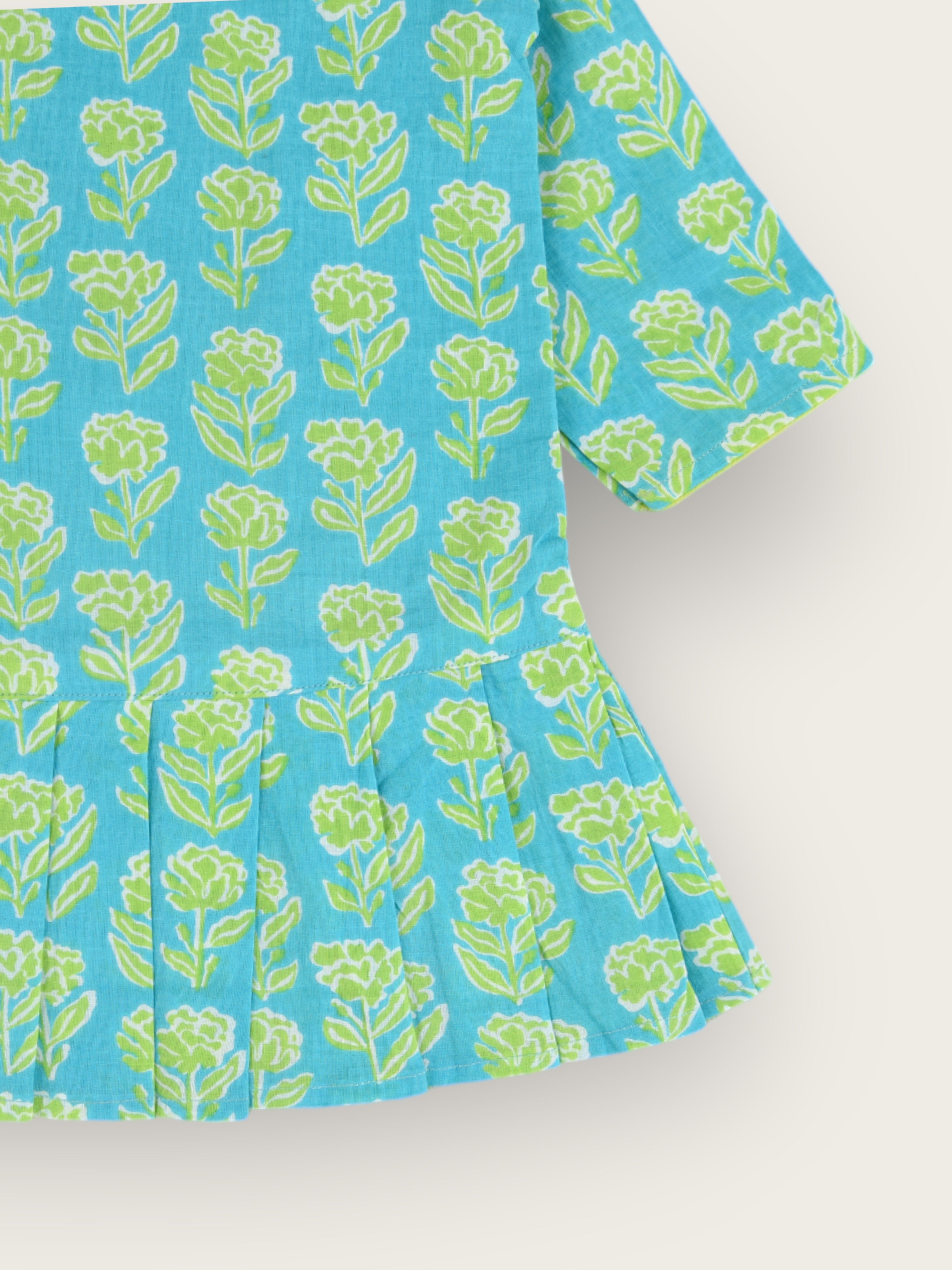 Girls Aqua Marigold Knife Pleated Dress