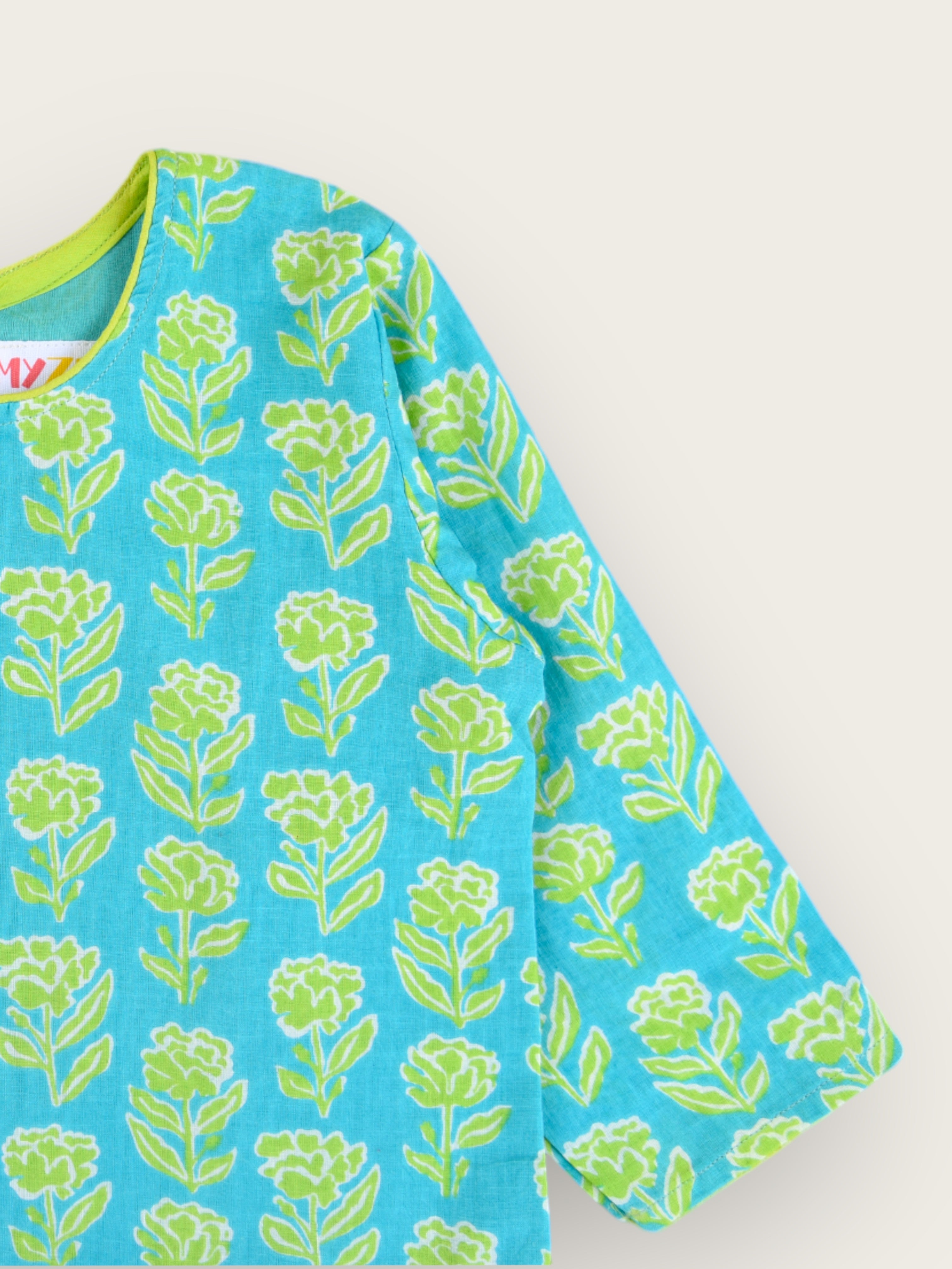 Girls Aqua Marigold Knife Pleated Dress