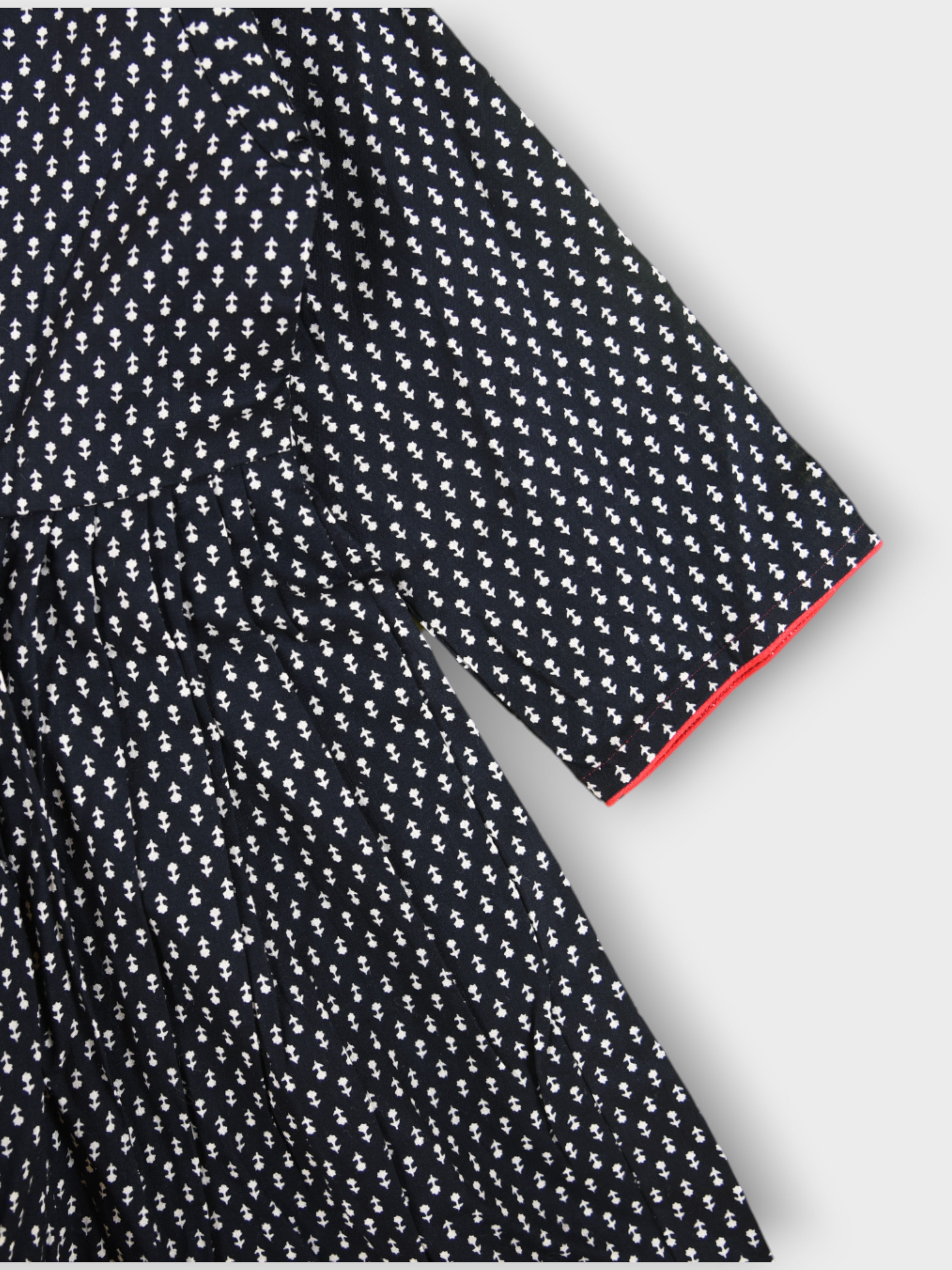 Girls Black Motif Tie Up V-Neck Angrakha Dress