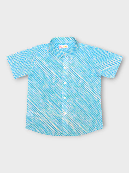 Boys Blue Leheriya Half Sleeves Spread Collar Shirt