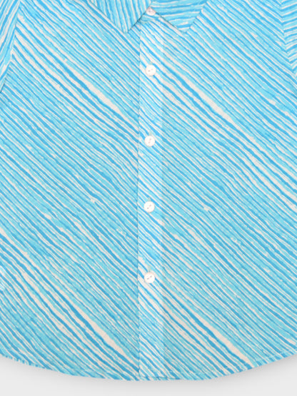 Boys Blue Leheriya Half Sleeves Spread Collar Shirt