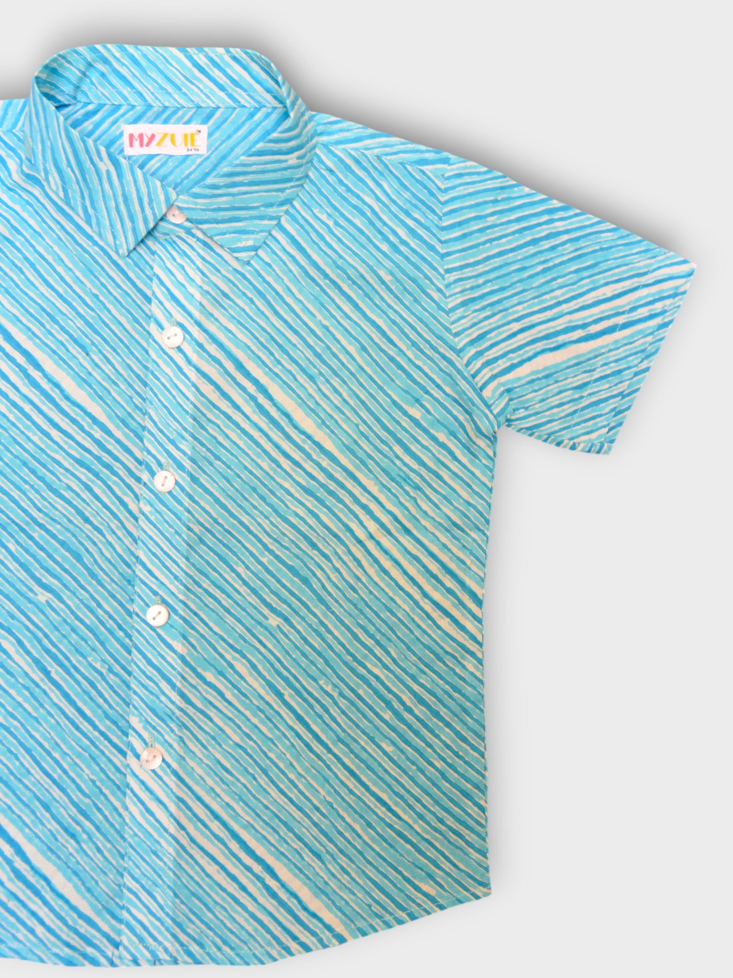 Boys Blue Leheriya Half Sleeves Spread Collar Shirt