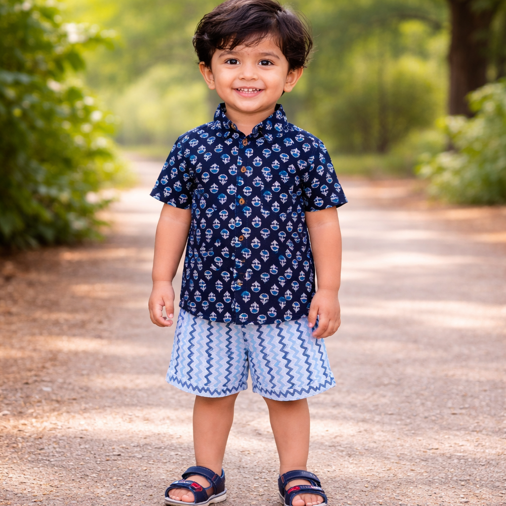 Boys Indigo Shorts Set