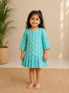 Girls Aqua Marigold Knife Pleated Dress