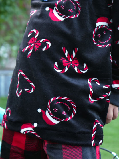 Kids Black Candycane Night Suit