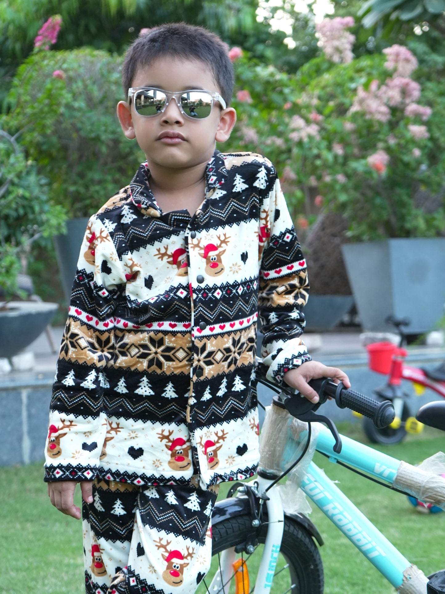 Kids Rudolph Fleece Winter Nightset