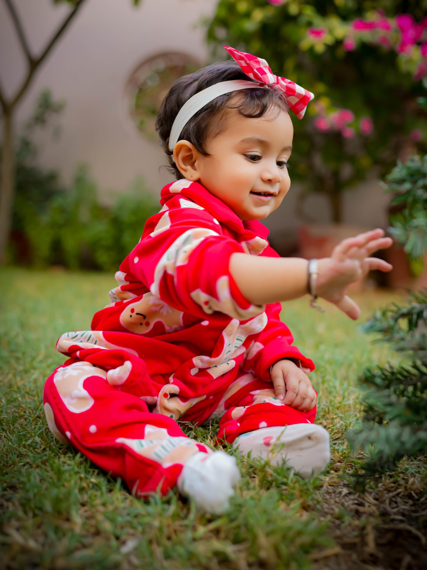 Kids Red Ginger Bread Winter Nightsuit