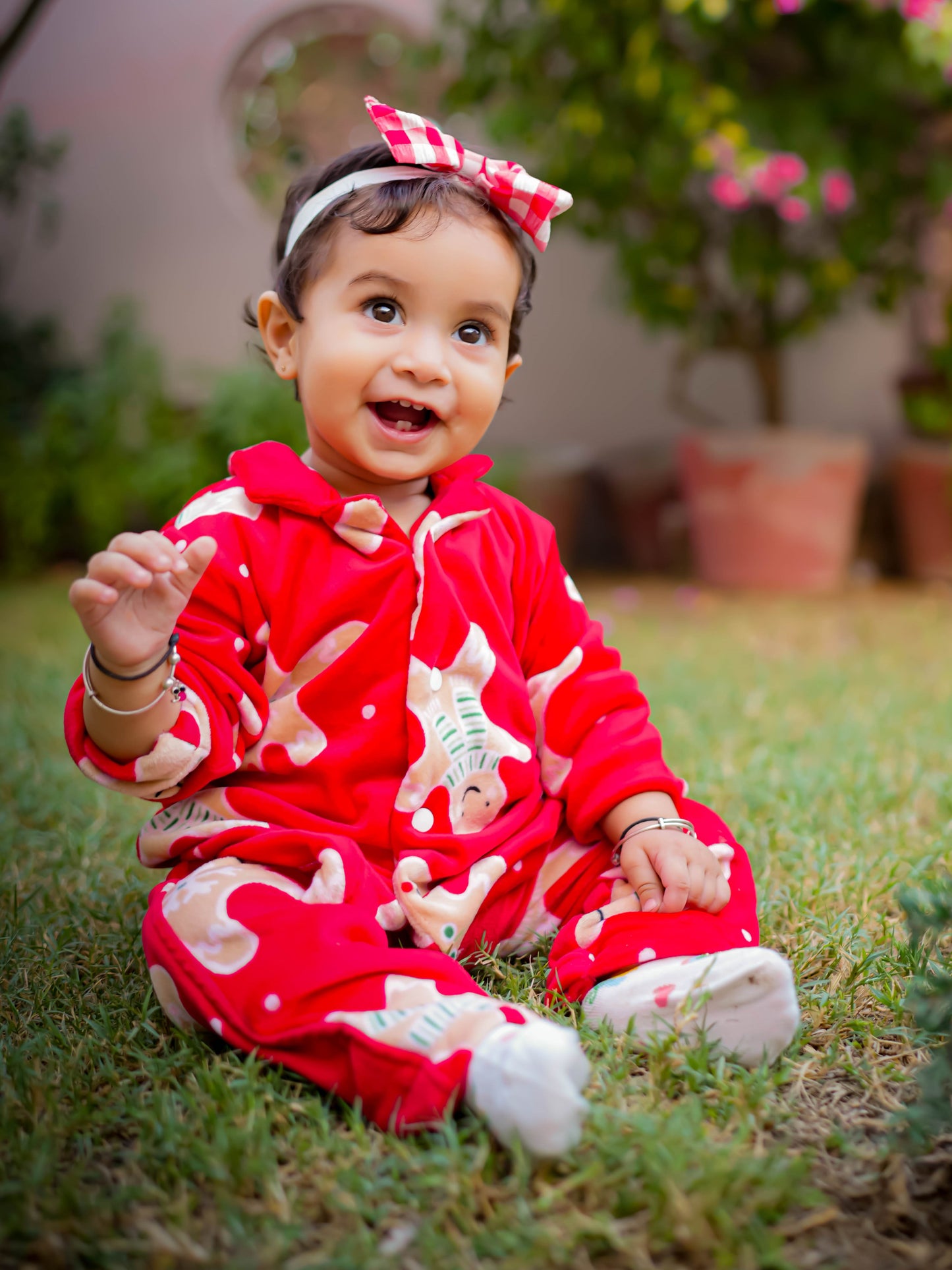 Kids Red Ginger Bread Winter Nightsuit