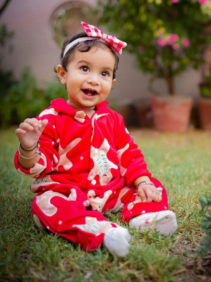 Kids Red Ginger Bread Winter Nightsuit
