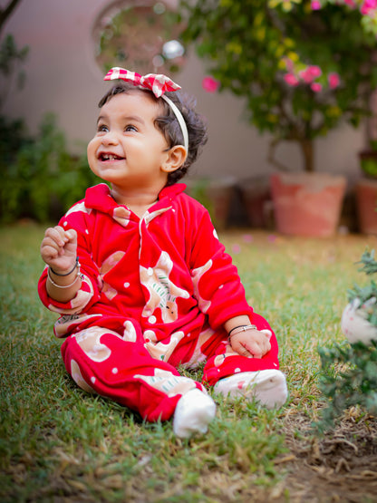 Kids Red Ginger Bread Winter Nightsuit