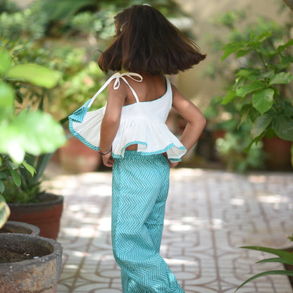 Girls Teal Afghani Pants Set