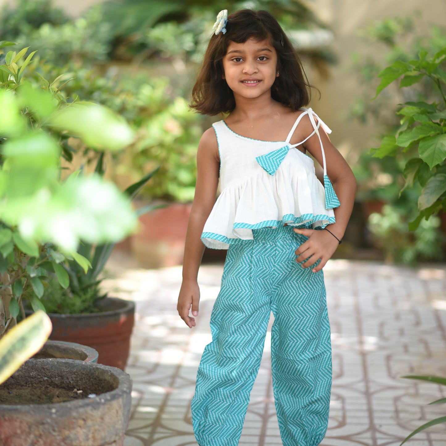 Girls Teal Afghani Pants Set