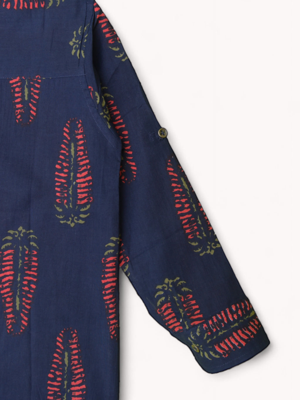 Boys Deep Blue Salvia Full Sleeves Mandarin Collar Shirt
