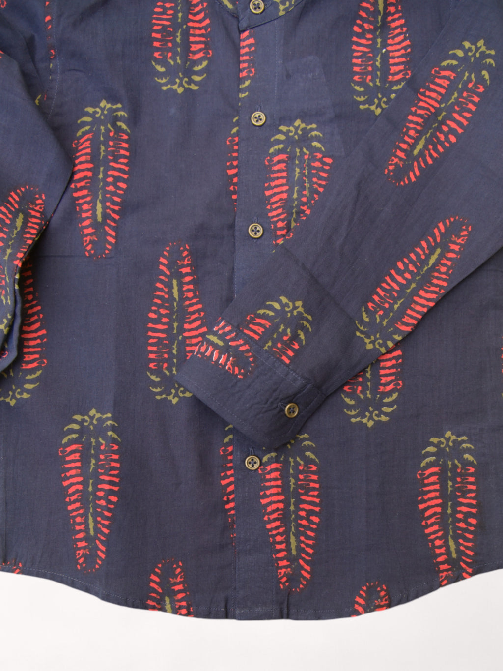 Boys Deep Blue Salvia Full Sleeves Mandarin Collar Shirt