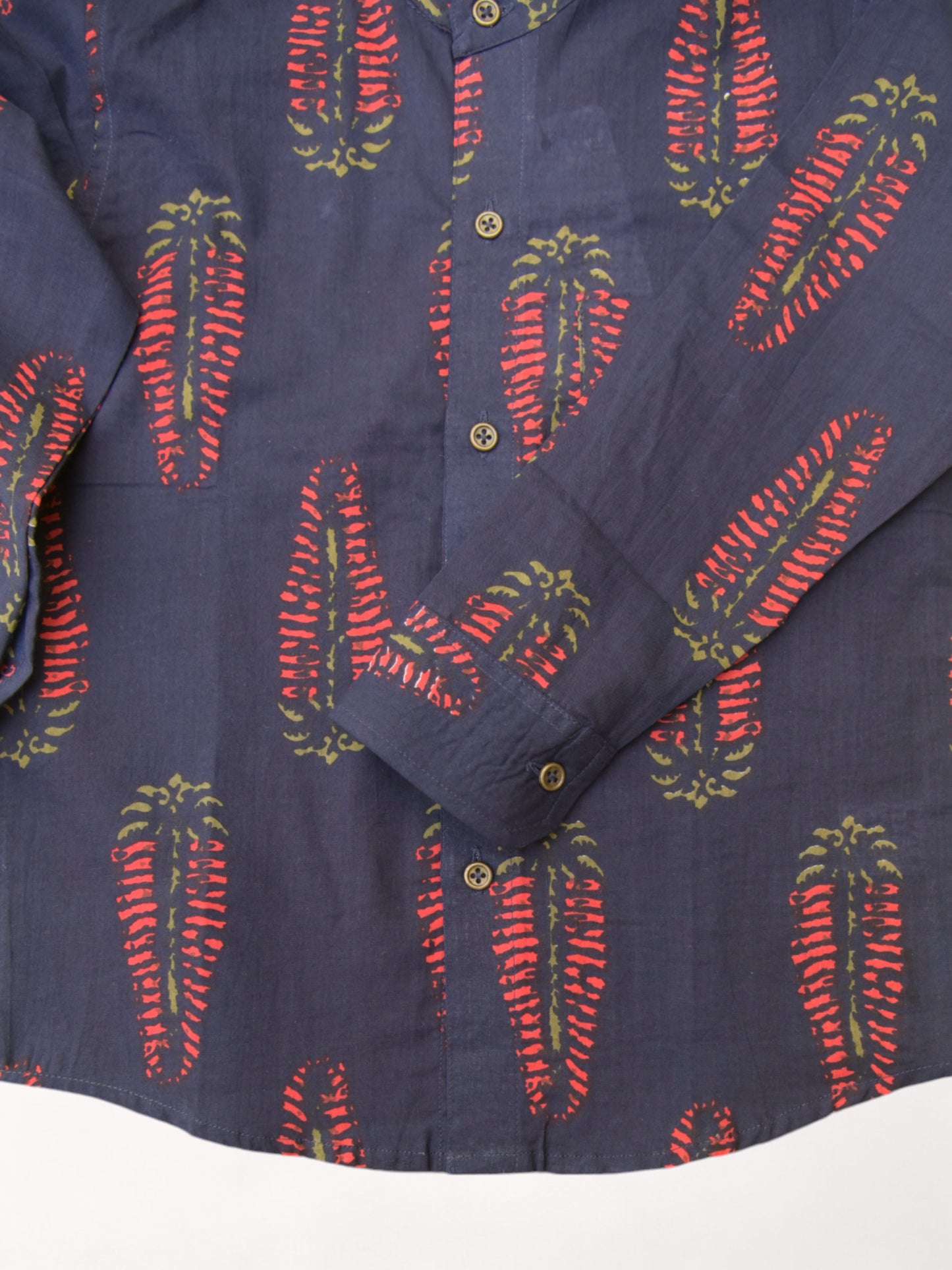 Boys Deep Blue Salvia Full Sleeves Mandarin Collar Shirt