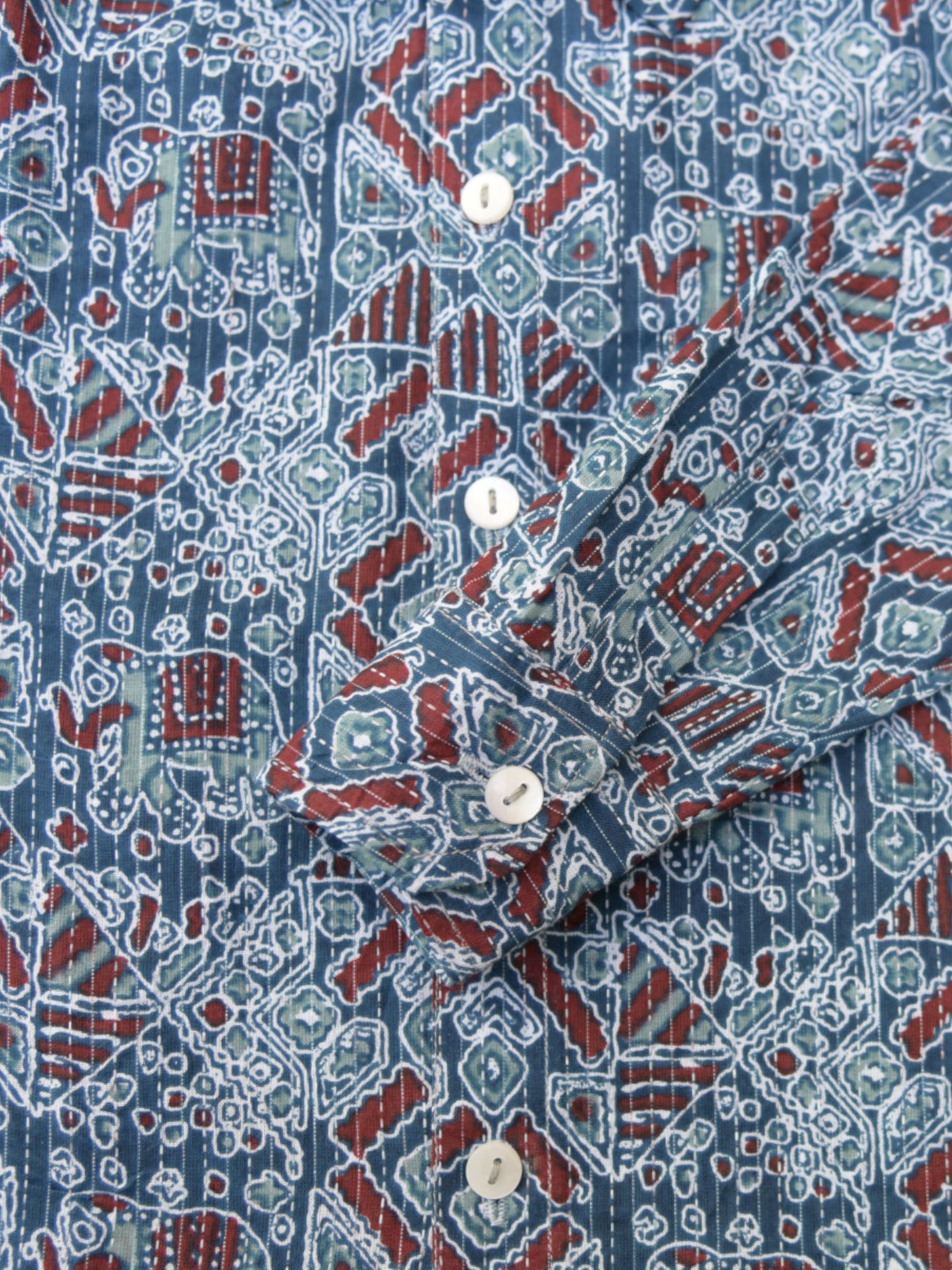 Boys Elephant Kantha Full Sleeves Spread Collar Shirt