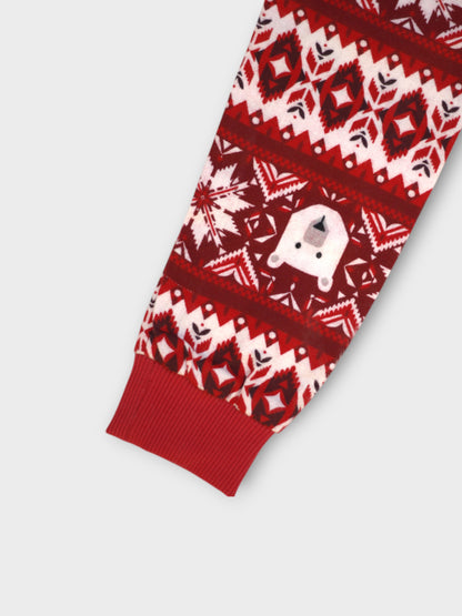 Kids Red Polar Bear Flannel Nightsuit
