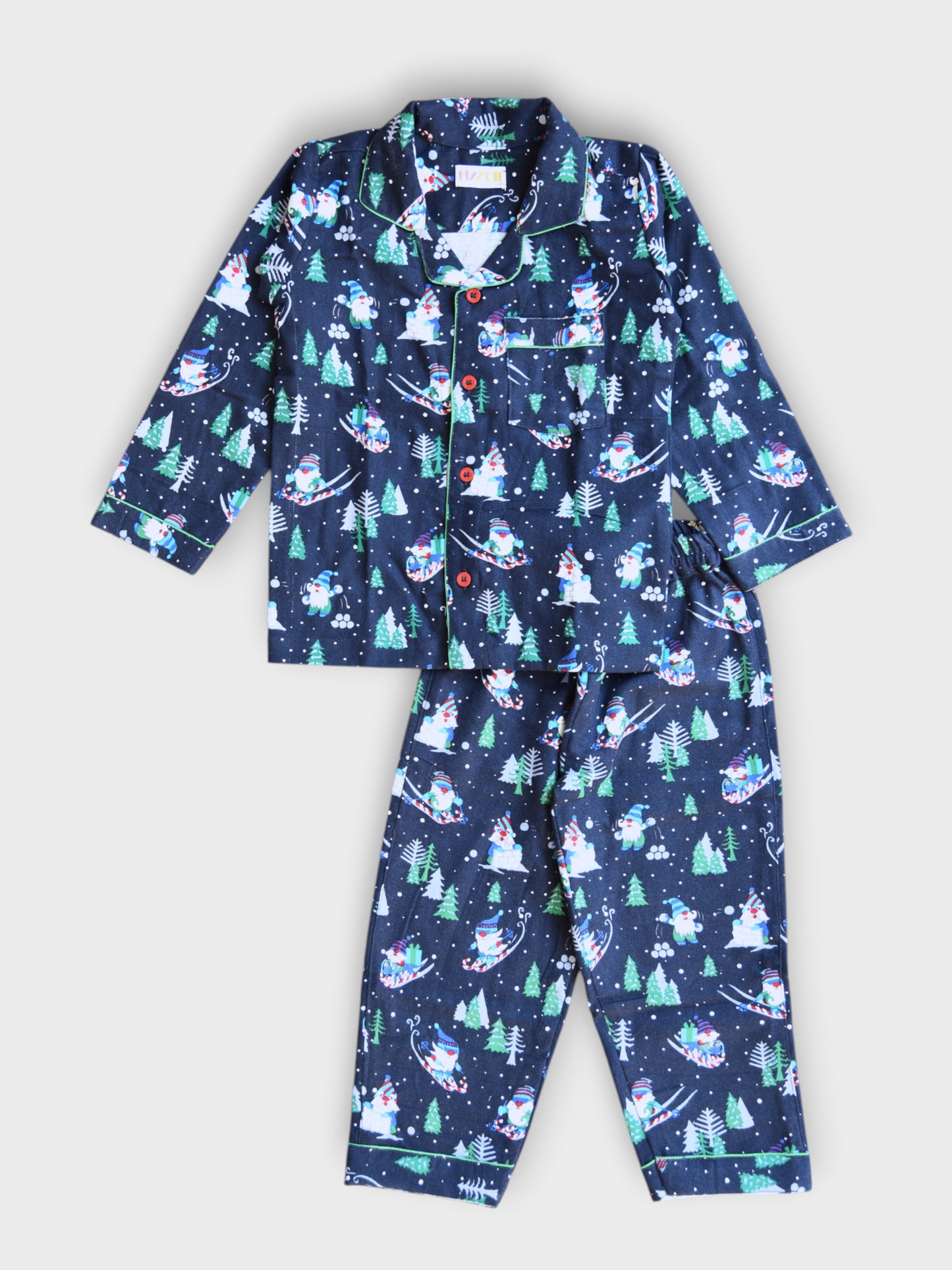Kids Blue Santa Flannel Nightsuit