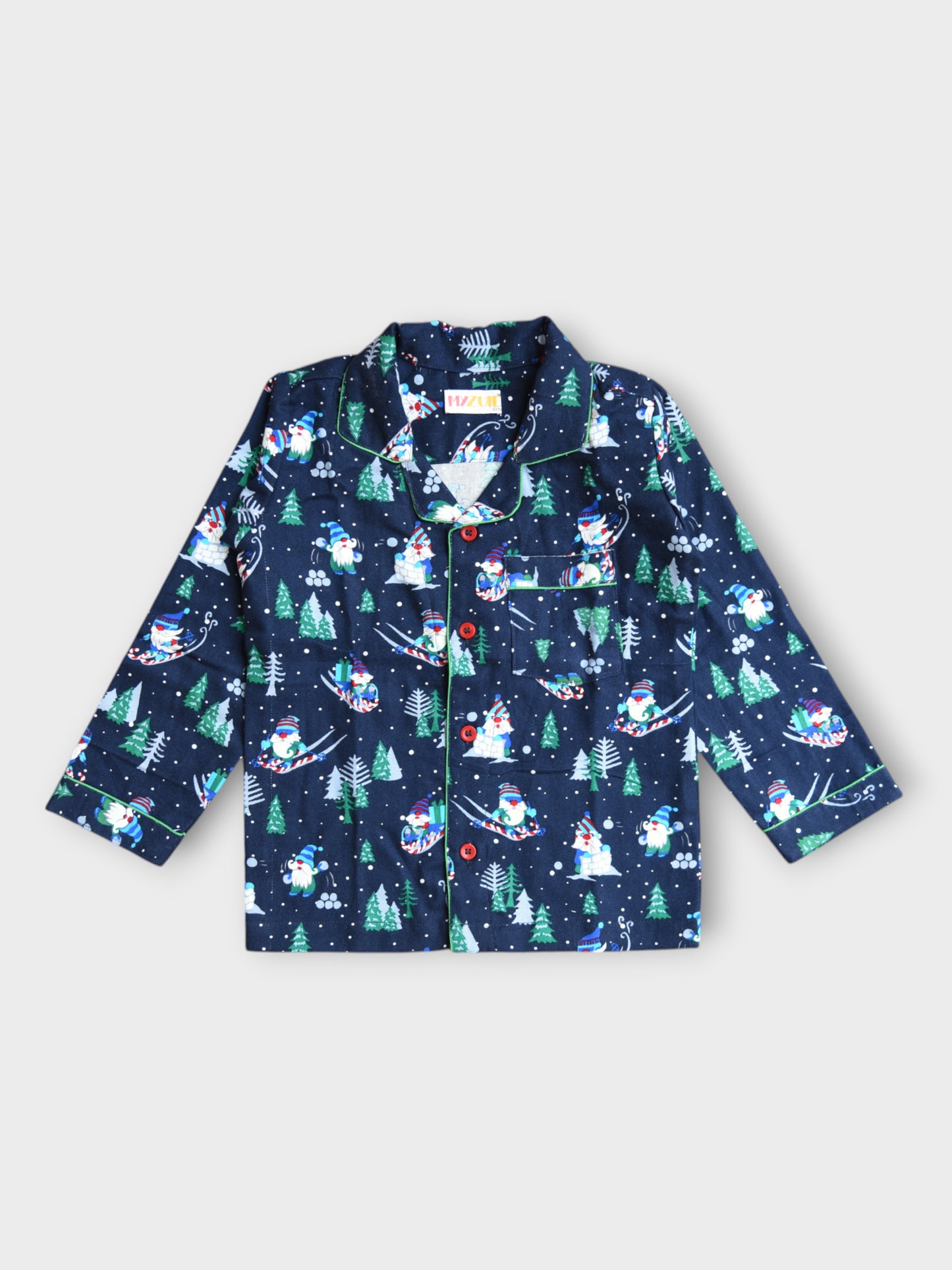 Kids Blue Santa Flannel Nightsuit